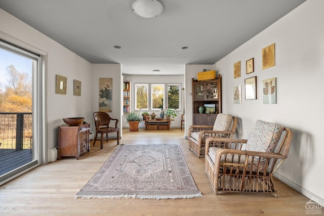 sitting room with light wood-type flooring