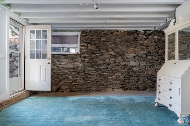 interior space with beam ceiling
