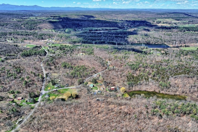 drone / aerial view featuring a mountain view