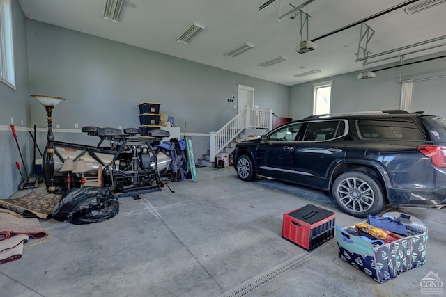 garage with a garage door opener