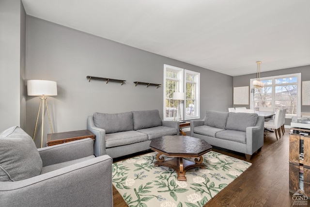 living area with wood finished floors