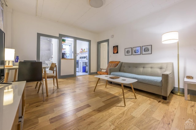 living area with light wood-style flooring