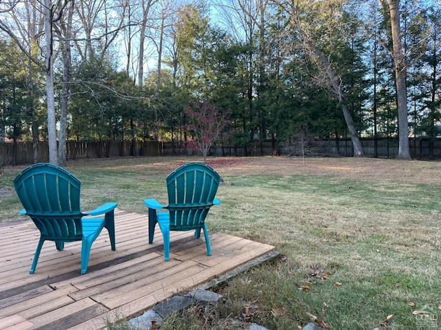 view of yard with a wooden deck