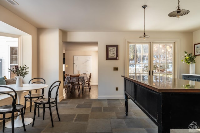 dining space with french doors