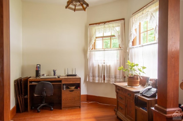 home office featuring light wood-type flooring