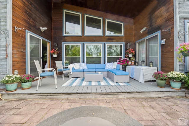 view of patio / terrace featuring a deck and an outdoor hangout area