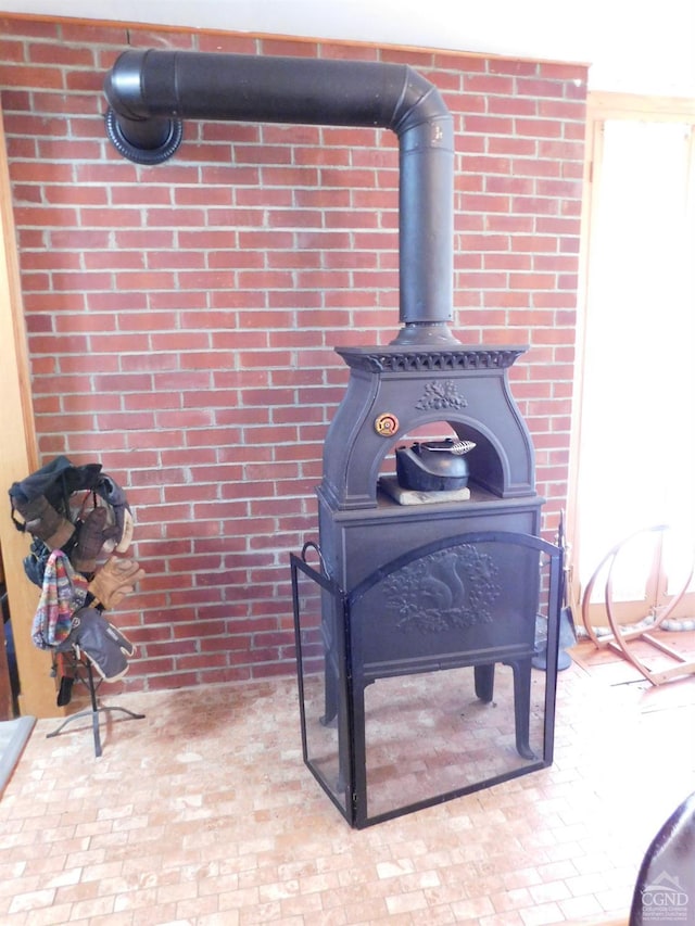 details featuring a wood stove