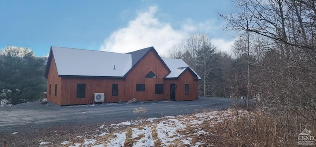 view of snow covered property