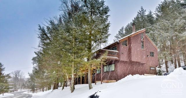 view of snow covered property