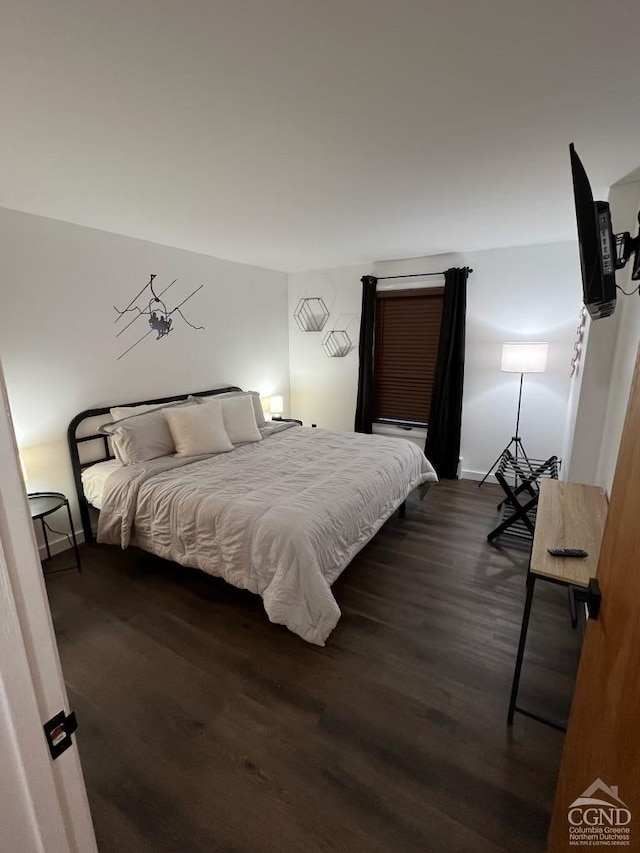 bedroom featuring dark hardwood / wood-style flooring