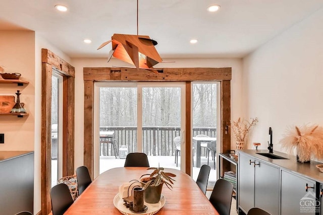 dining room featuring sink