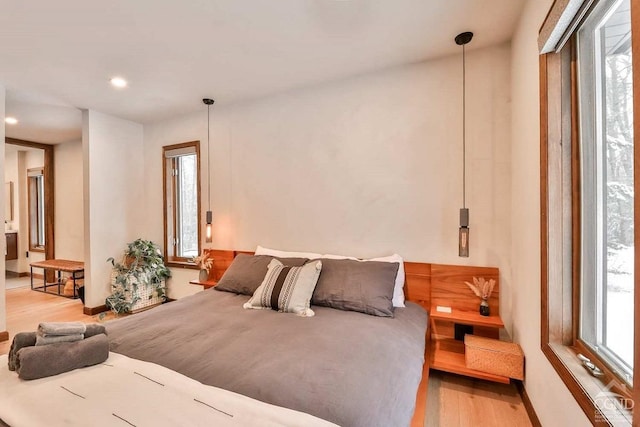 bedroom featuring light hardwood / wood-style floors