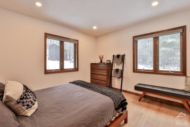 bedroom featuring light wood-type flooring