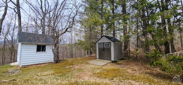 view of shed
