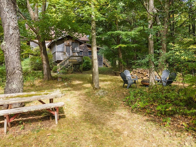 view of yard with a deck