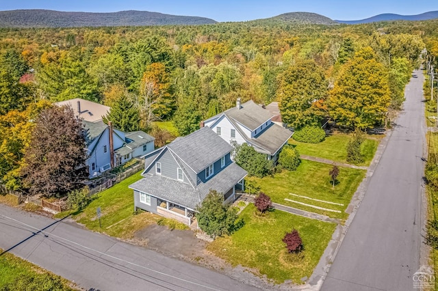 drone / aerial view with a mountain view