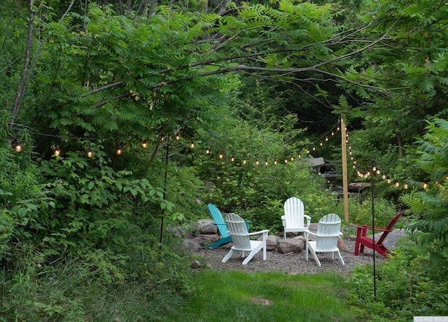 view of yard with an outdoor fire pit