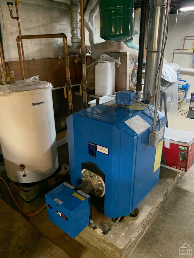 utility room with water heater