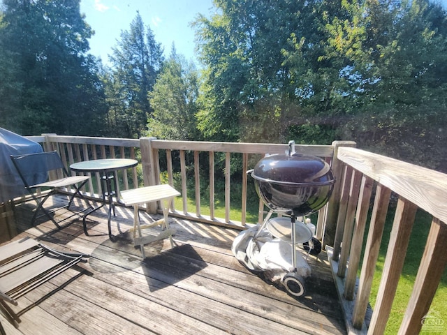 deck featuring grilling area