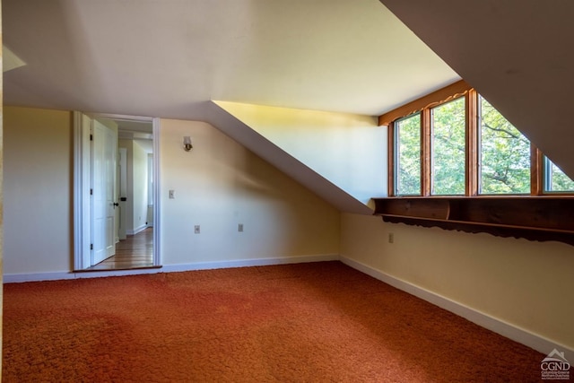 additional living space with carpet floors and lofted ceiling