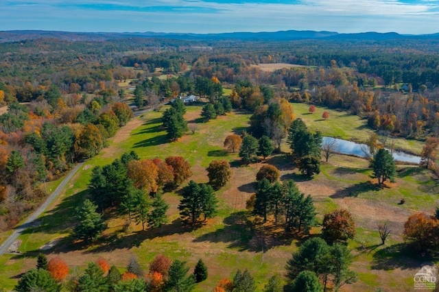 birds eye view of property with a mountain view