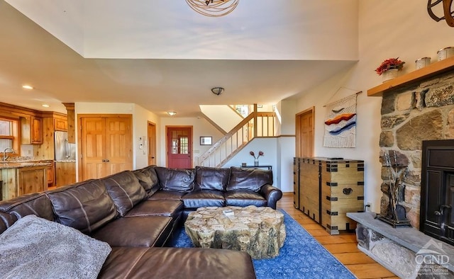 living room with light wood-type flooring