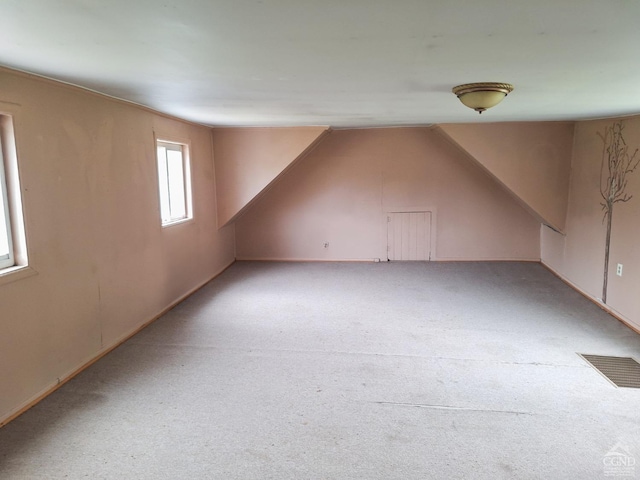 additional living space featuring vaulted ceiling