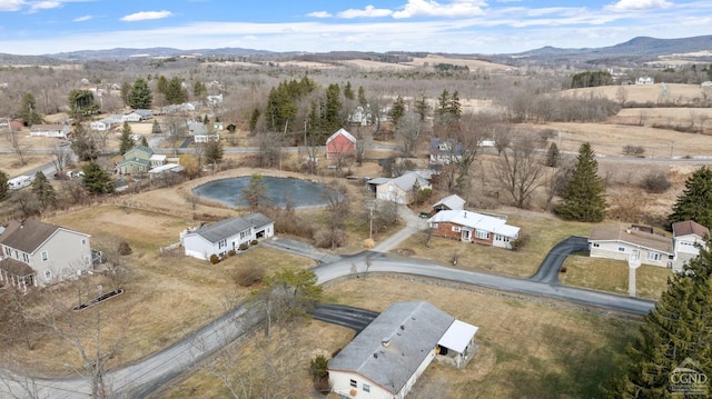 drone / aerial view with a mountain view
