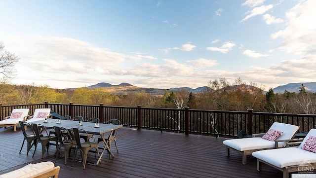 deck featuring a mountain view