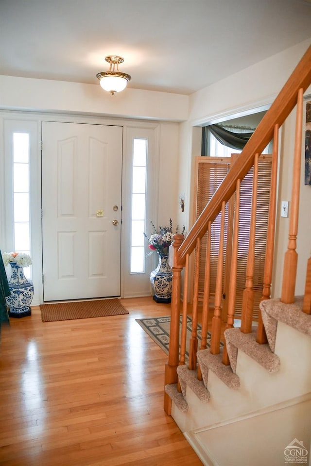 foyer entrance featuring light wood-type flooring