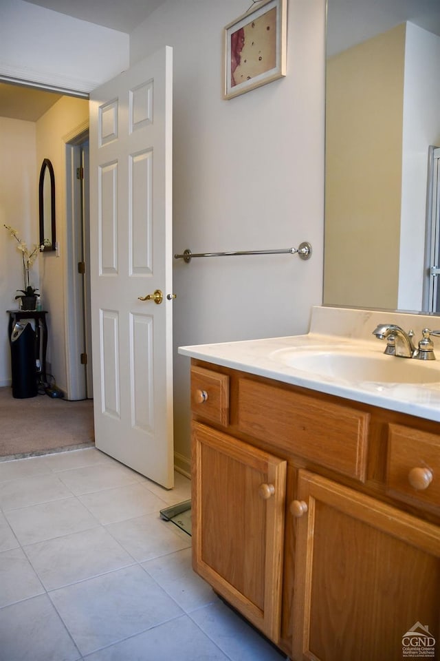 bathroom featuring vanity and tile patterned flooring