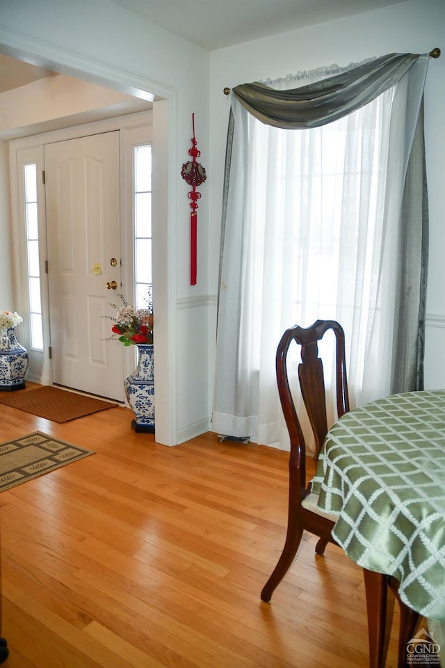 foyer entrance with hardwood / wood-style flooring