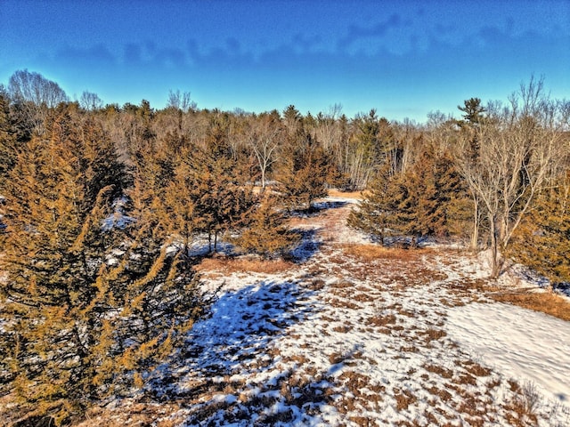 aerial view featuring a view of trees