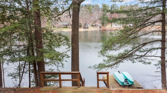 view of dock featuring a water view