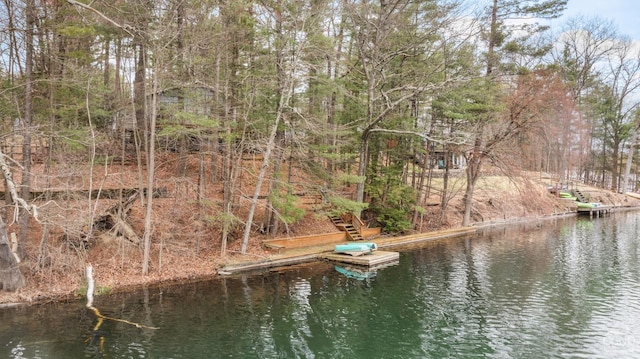 view of dock featuring a water view