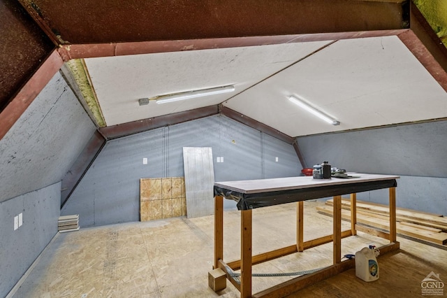 bonus room with vaulted ceiling