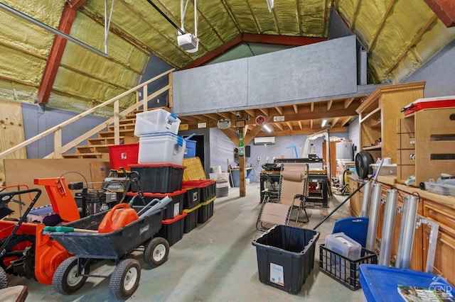 garage with a garage door opener