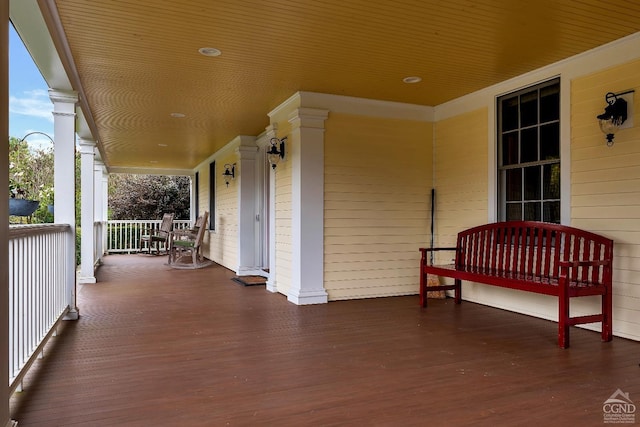 wooden deck with a porch