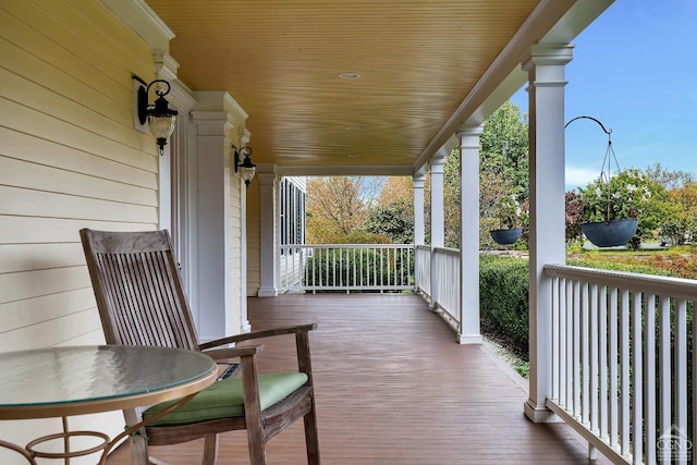 deck featuring a porch