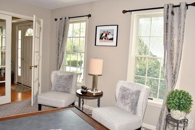 living area featuring wood finished floors