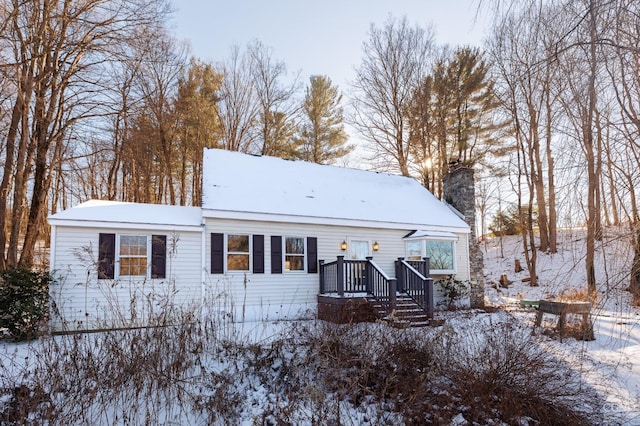 view of snow covered property