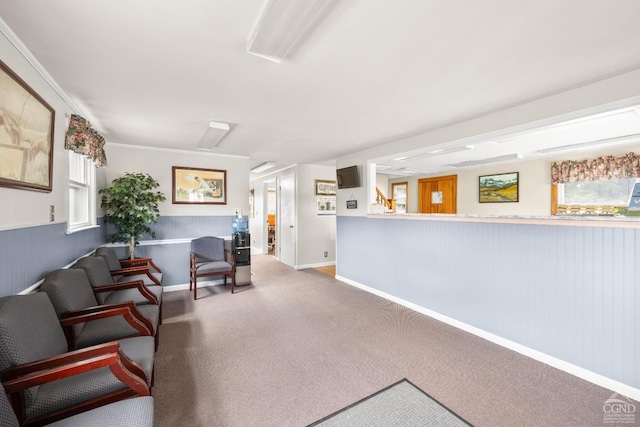 living room with carpet flooring