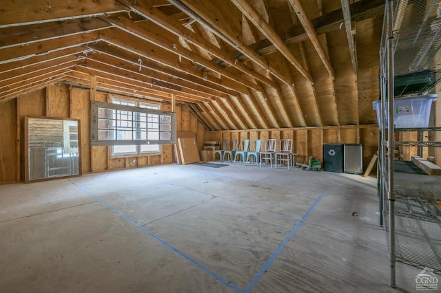 view of unfinished attic