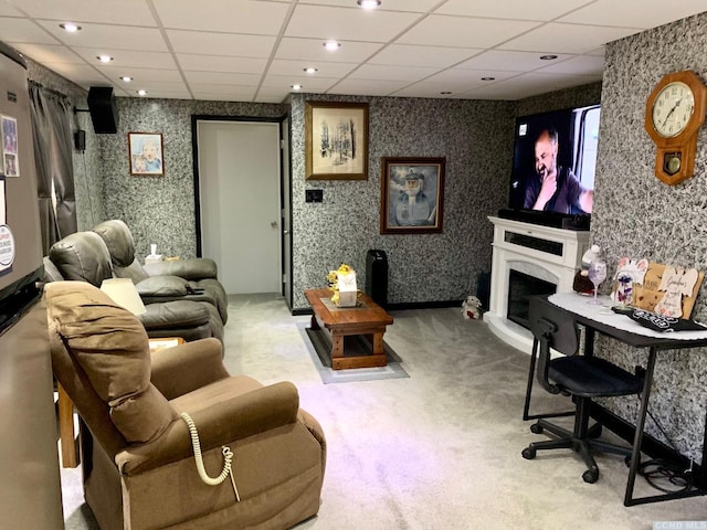 living room with light carpet