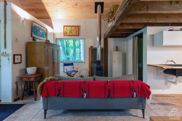 bedroom featuring concrete flooring