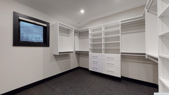 walk in closet with lofted ceiling