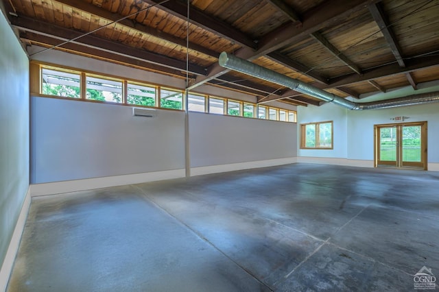 garage with wood ceiling