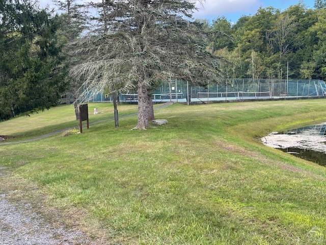 view of yard with tennis court