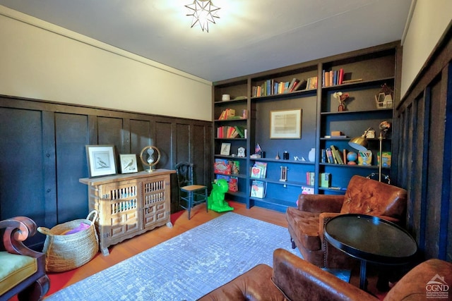 sitting room with light wood-type flooring