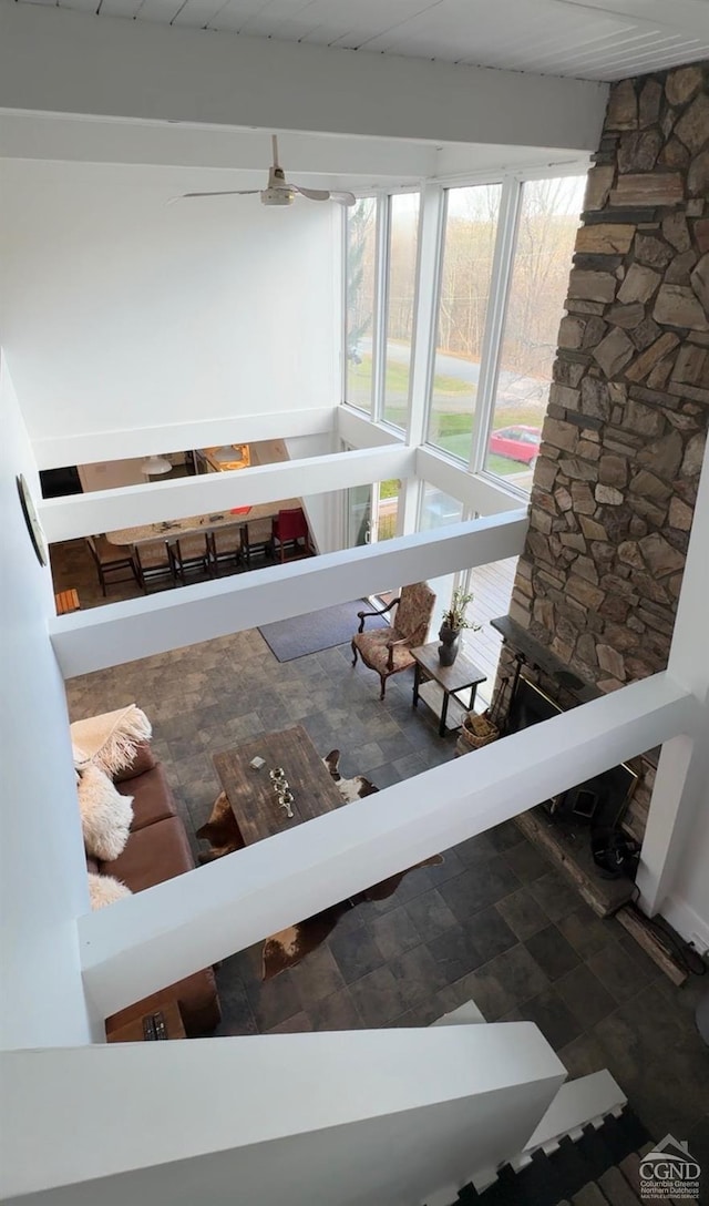 unfurnished living room with a fireplace